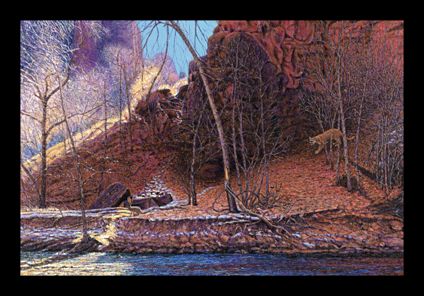 R. Geoffrey Blackburn"Stalking Cougar" oil painting